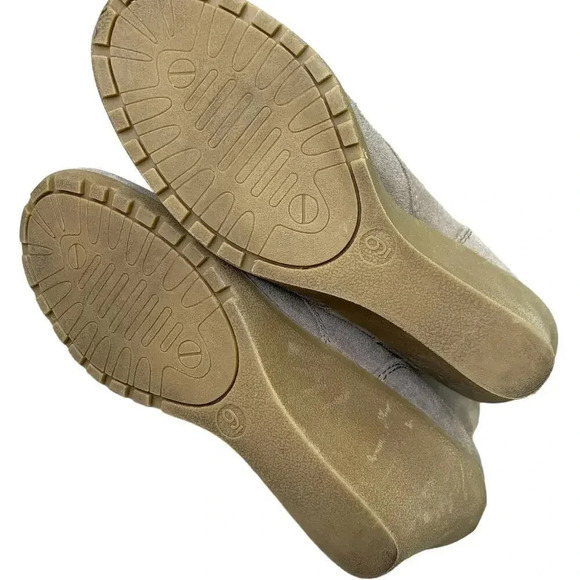 White Mountain Suede Leather Wedge Heel Ankle Boots Lace Up Size 9M Light Gray - Picture 7 of 12